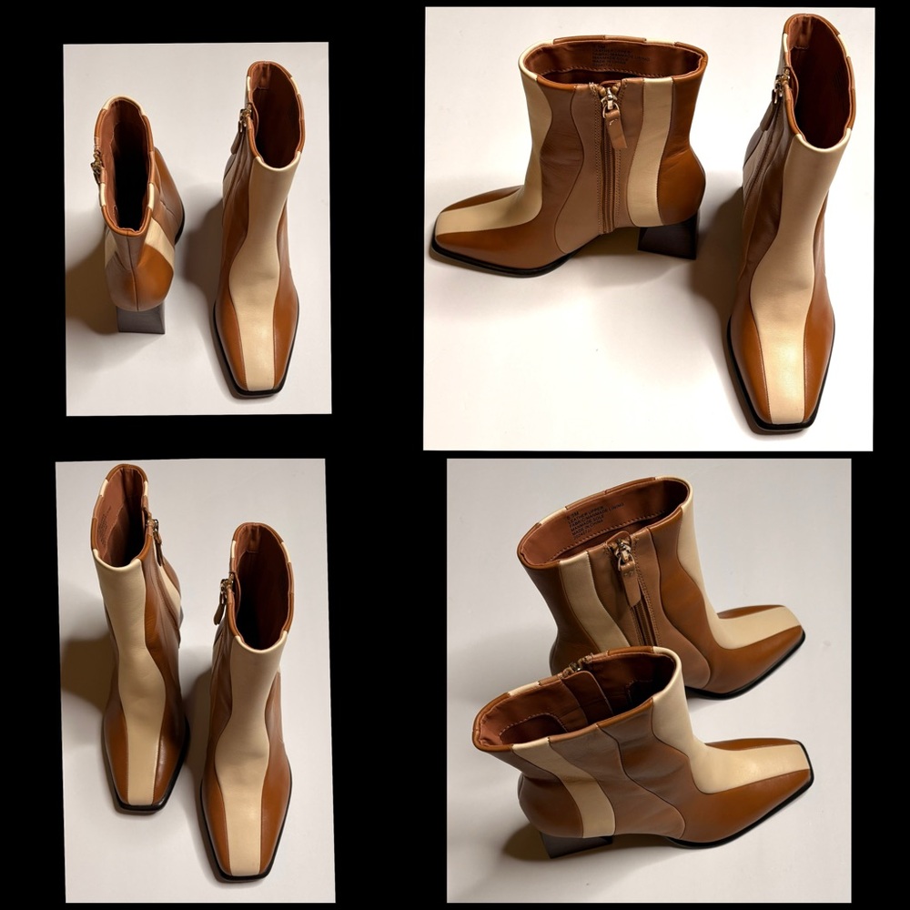 Gianni Bini Brown and Cream Ankle Boots